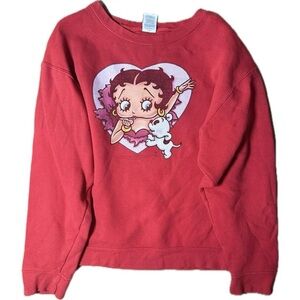 Delta Red Betty Boop Heart Graphic Crewneck Sweatshirt